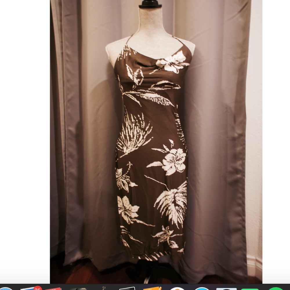 Brown and white floral dress